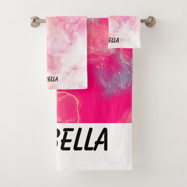 Romantic Pastel Pink Glitter Bath Towel Set (Insitu)