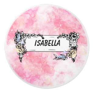 Romantic Pastel Pink Glitter Ceramic Knob