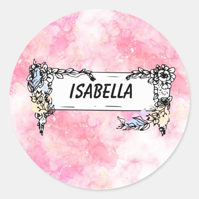 Romantic Pastel Pink Glitter Classic Round Sticker (Front)