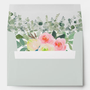 Romantic Pastel Pink Rose Floral Wedding   Envelope