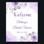 Romantic Pastel Purple Floral Bridal Shower Sign<br><div class="desc">Romantic Pastel Purple Floral Bridal Shower Sign</div>