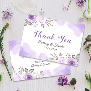 Romantic Pastel Purple Floral Watercolor Thank You Card