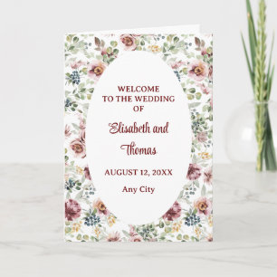 Romantic pastel roses vintage wedding programme  program