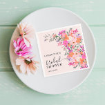 Romantic pastel wild flowers spring bridal shower napkin<br><div class="desc">Romantic pastel wild flowers spring summer bridal shower napkins with pretty wild country flowers in pink,  peach,  purple,  lavender,  green leaves and more,  with a brushed script typography on an elegant editable soft pastel pink background.</div>