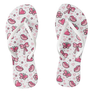 romantic pattern flip flops