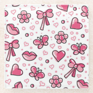 romantic pattern glass coaster