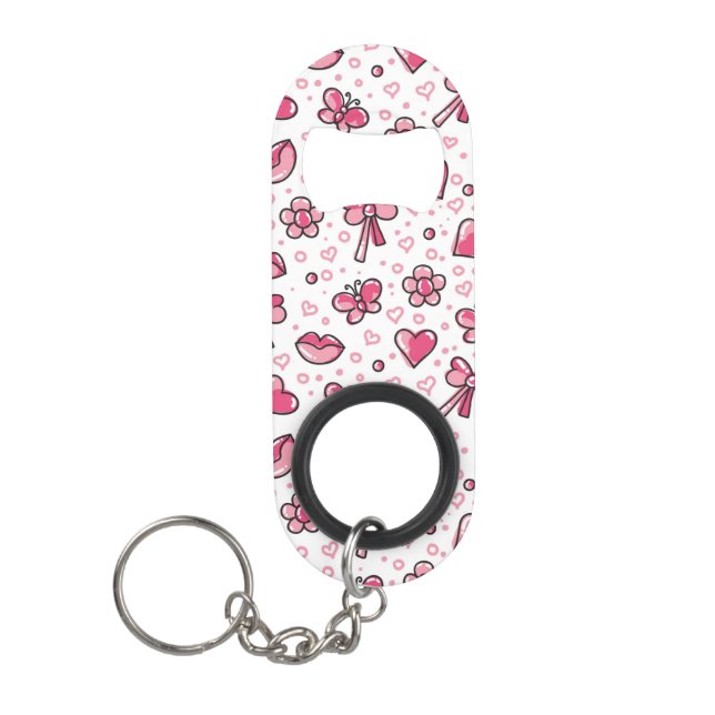 romantic pattern keychain bottle opener (Front)