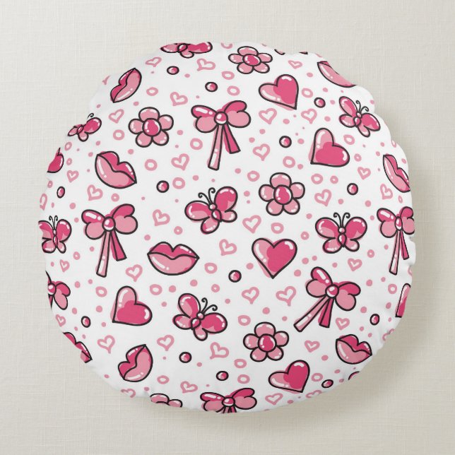 romantic pattern round pillow (Front)
