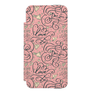 Romantic Pattern with Hearts and Birds Incipio Watson™ iPhone 5 Wallet Case