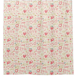 Romantic Pattern with Hearts and Lips