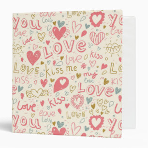 Romantic Pattern with Hearts and Lips Binder