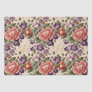 Romantic Peach and Coral Roses Tissue Paper