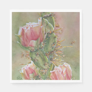 ROMANTIC PEACH CACTUS FLOWERS  PARTY NAPKIN