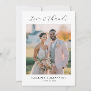 Romantic Peach Elegant Photo Thank You Card