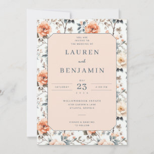 Romantic Peach Floral Invitation