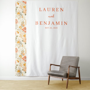 Romantic Peach Floral Tapestry