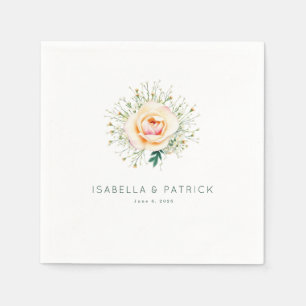 Romantic Peach Floral Wreath Napkin