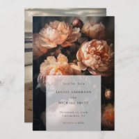 Romantic Peach Pastel Peony Floral Wedding Photo