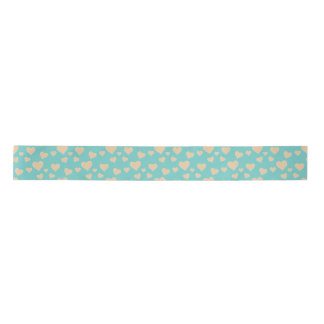 Romantic Peach & Turquoise Valentine's Day Hearts Satin Ribbon