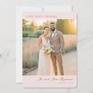 Romantic Peach Vintage Photo Thank You Card