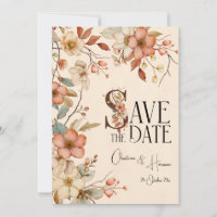 Romantic Peach Watercolor Floral Safe the Date