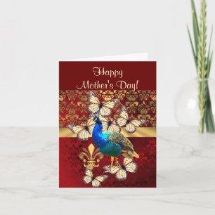Romantic peacock mothers day card