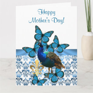 Romantic peacock mothers day card