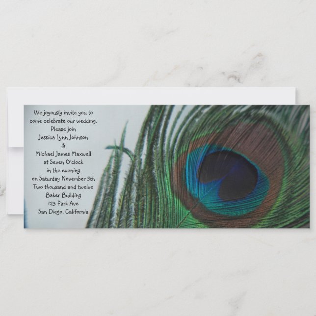 Romantic Peacock Wedding Invitation (Front)