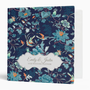 Romantic Peonies and Birds Elegant Wedding Planner Binder