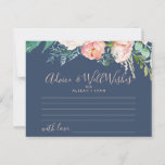 Romantic Peonies | Blue Advice & Well Wishes<br><div class="desc">These romantic peonies blue advice & well wishes cards are the perfect activity for an elegant wedding reception or bridal shower. The floral design features blush pink,  peach and white cascading watercolor flowers on a navy blue background. Personalize these cards with the name of the bride and groom.</div>