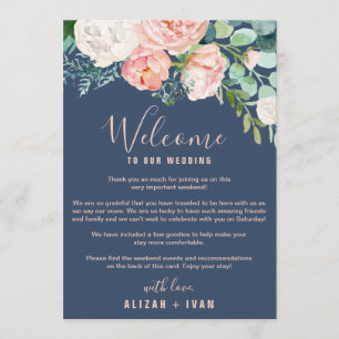 Romantic Peonies   Blue Welcome Letter & Itinerary Program
