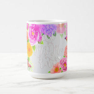Romantic Peonies Garden Best Mom Grey Coffee Mug