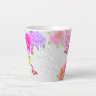 Romantic Peonies Garden Best Mom Grey Latte Mug