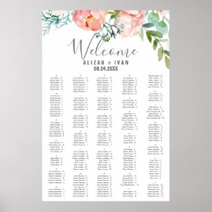 Romantic Peonies Large Alphabetical Seating Chart
