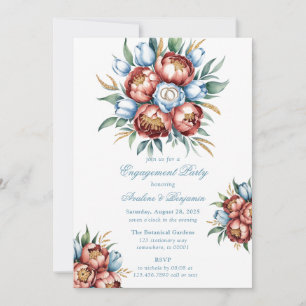 Romantic Peonies & Tulips Engagement Party Invitation