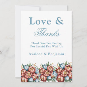 Romantic Peonies & Tulips Mariage Merci Cartes
