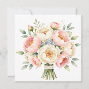 Romantic Peony Bouquet with Diamond Ring