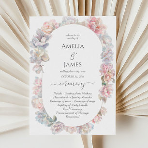 Romantic Peony Floral Wedding Ceremony Programs