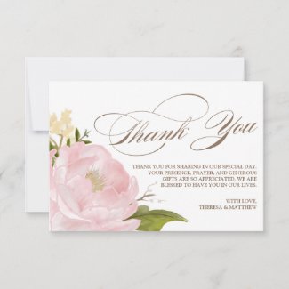 Romantic Peony Flower Thank You Card