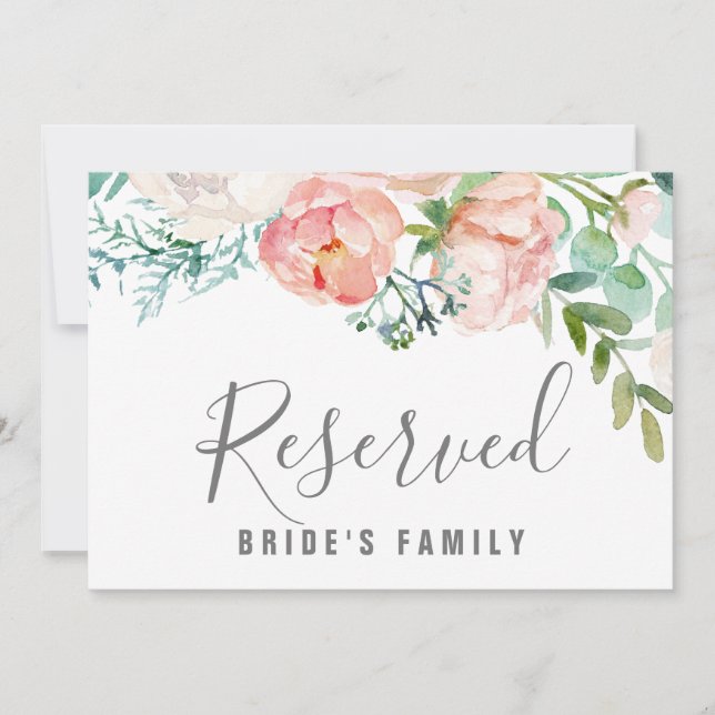 Romantic Peony Flowers Reserved Sign Invitation (Front)