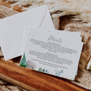 Romantic Peony Flowers Wedding Details Card