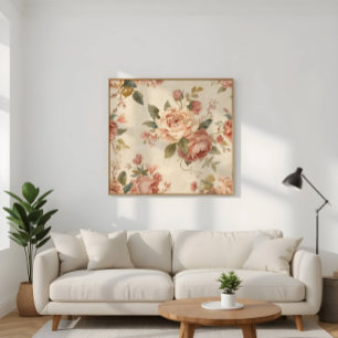 Romantic Peony & Rose Vintage Garden Poster