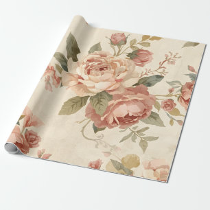 Romantic Peony & Rose Vintage Garden  Wrapping Paper