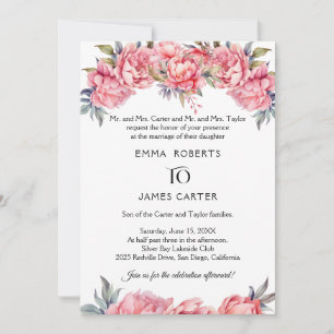 Romantic Peony Wedding Invitation