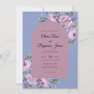 Romantic Periwinkle Amethyst Bloom Wedding Invitation