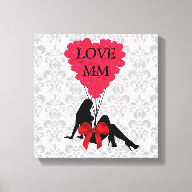 Romantic personalized Valentines Canvas Print (Front)