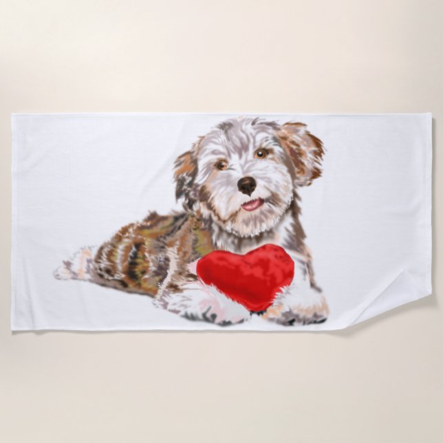 Romantic Pet Dog Gift Beach Towel (Front)