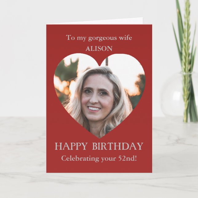 Romantic Photo Birthday Card Wife | 52nd or No Age (Front)