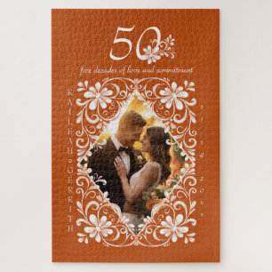 Romantic Photo Burnt Orange 50 Anniversary Puzzle