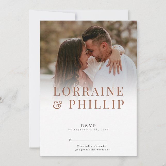 Romantic photo gradient RSVP card (Front)